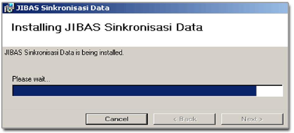 Kemudian instalkan aplikasi JIBAS Sinkronisasi Data. Langkah-langkah untuk instalasi, yaitu: 1. Jalankan file aplikasi Jibas.Sync.Client.Setup.
