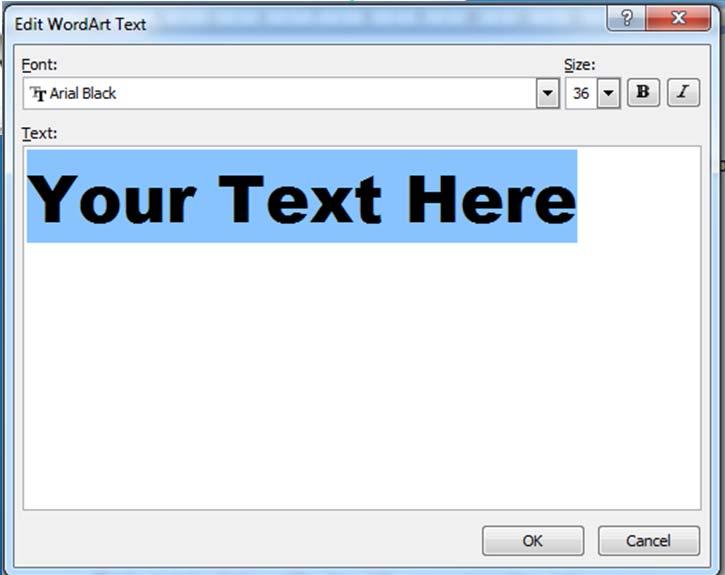dan klik menu insert lalu group text WordArt sehingga akan tampil gambar word