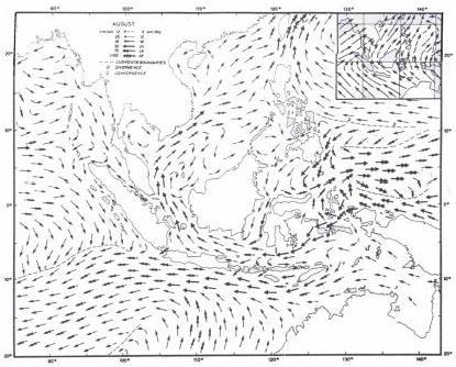 Pada musim timur pola sirkulasi angin permukaan bergerak dari Belahan Bumi Selatan menuju Belahan Bumi Utara.
