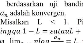 Eksakta Vol 8 No Oktober 07 E-ISSN : 549-7464 P-ISSN : 4-374 Berdasarkan teorema rasio : jika akibatnya deret jika x jika x untuk x pakai teorema Raabee Pang Karena nilai it kecil dari deret 3 Tes