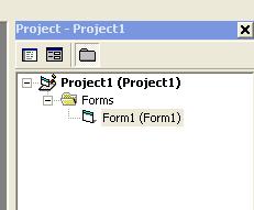 26 f. Projec Explorer Projec Explorer merupakan area yang berisi semua file program aplikasi Visual Basic.
