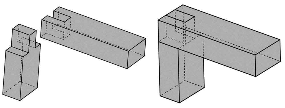 Oleh karena itu teknik konstruksi yang digunakan adalah teknik joint bridle atau yang mirip dengan cara kerja puzzle, dengan demikian rangka dapat mudah dilepas dan dipasang, serta mudah untuk di