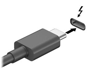 Menghubungkan perangkat video menggunakan kabel USB Tipe-C (hanya produk tertentu) CATATAN: Untuk menghubungkan perangkat USB Tipe-C Thunderbolt ke komputer, Anda memerlukan kabel USB Type-C, dijual