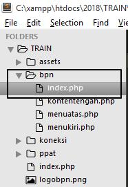 php pada folder bpn dibuka silakan fokus pada skrip paling atas dari file Kita akan mengkoneksikan file index.