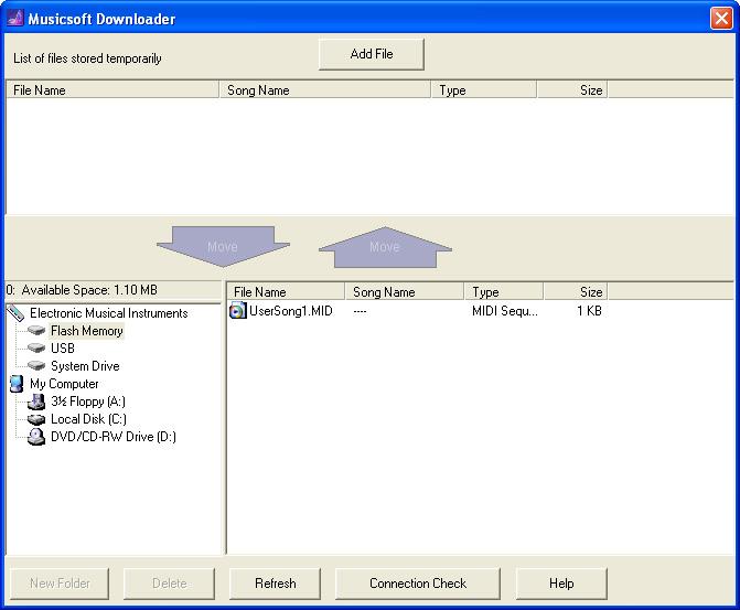 Mentransfer File MIDI Termasuk Lagu Mentransfer data Lagu/Gaya dari ke Komputer Bergantung pada instrumen dan OS komputer yang digunakan, indikator menu dan layar mungkin berbeda dari apa yang