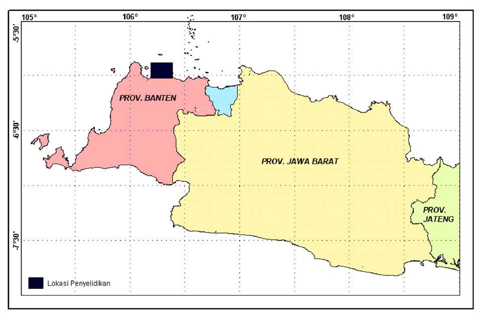 Banten, dan secara geografis terletak pada koordinat 5 53 00-6 00 00 LS dan 106 13 00-106 23 00 BT (Gambar 1).