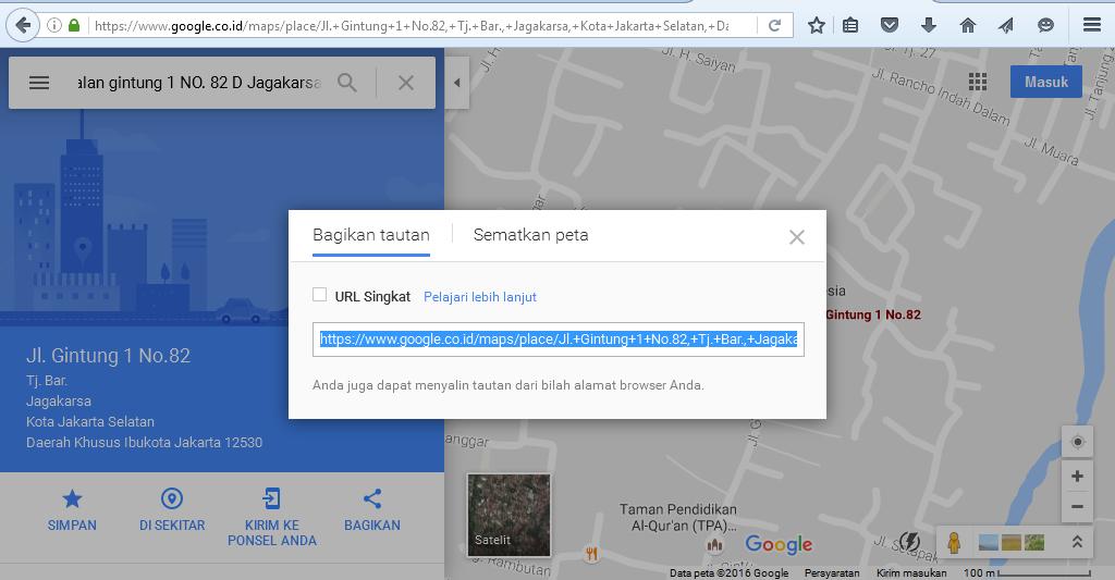 5. Untuk memasukkan Link di Google Map 6. Buka google Map 7. Ketikkan alamat 8. Klik Search 9. Klik bagikan copy URL 10. Klik Insert/Edit Link 11.