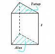 Prisma = 2x L tutup + a x t + b x t + c x t = 2 x L tutup + (a+b+c) t = 2 x L tutup + ( Keliling alas ) t Contoh : Suatu tempat pensil berbentuk prisma alasnya berbentuk segitiga siku-siku dengan