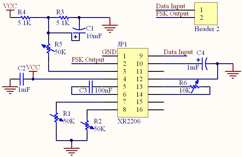31 Gambar 3.7 Rangkaian Modulator FSK Gambar 3.8 Bentuk Fisik Rangkaian Modulator FSK 3.3.2 Demodulator FSK LM567 adalah rangkaian terintegrasi yang