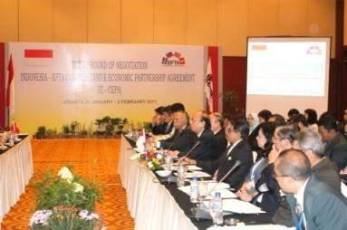 6. Indonesia EFTA Perundingan pertama IE-CEPA berlangsung pada tanggal 31 Januari - 2 Februari 2011 di Jakarta.