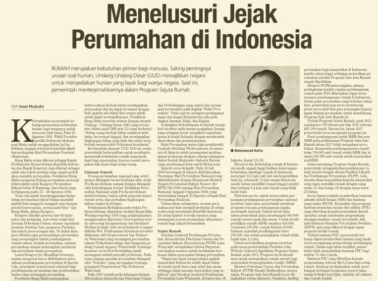 Judul Menelusuri jejak Perumahan di Indonesia Tanggal Media Investoir Dailuy (Halaman, 14) Resume Rumah merupakan kebutuhan primer bagi