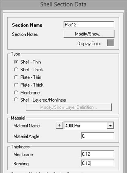 Klik Define > Area Scetions untuk menampilkan jendela Area Sections 2. Pada jendela Area Sections, klik tombol Add New Sections untuk menampilkan jendela Shell Section Data. 3.