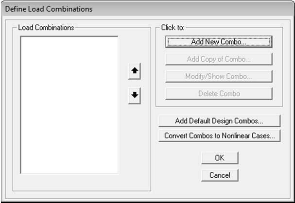 Modul SAP2000 v11 17 Dalam SAP2000, kombinasi pembebanan ini dapat dibuat dengan fasilitas Load Combination pada menu Define dengan langkah langkah sebagai berikut : Buka windows dialog Define Load