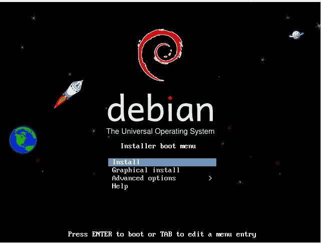 A. Cara Menginstal Debian 1. Pilih Instal -> Enter.