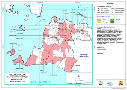 daerah-daerah sentra produksi padi pada bulan Desember 211 dan Januari 212. Grafik VI.5. Peta Prakiraan Daerah Potensi Banjir November 211 Provinsi Banten Sumber: BMKG RI Grafik VI.6.