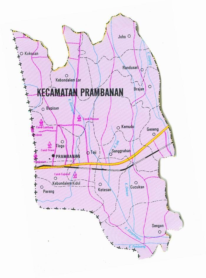 Gambar 12. Peta Administrasi Kecamatan Prambanan (Pemkab Klaten, 2011) b.