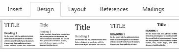 Tab Design untuk mengatur desain dokumen Layout: Tab ini digunakan untuk mengatur layout dokumen. Contohnya Margin, Orientation, Size, Columns, dan pengaturan jarak spasi.
