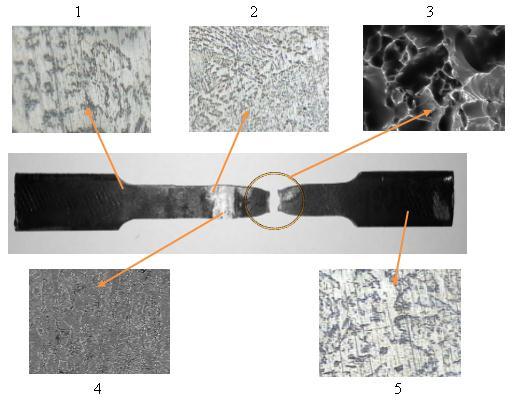 Gambar 5: Hasil pemotretan metalografi spesimen pertama dengan kampuh V, gap 2 mm, dan arus 100 A Gambar 5 menunjukkan ilustrasi dari hasil pengujian metalografi pada spesimen pertama dengan kampuh