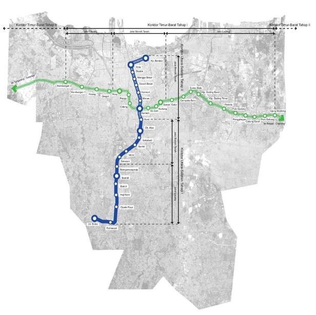 Bundaran HI Kampung Bandan Track Length : ± 25 Km Construc<on Method : Underground & Elevated