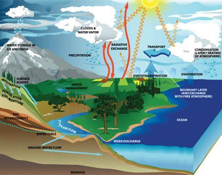D. Proses Terjadinya Siklus Air Siklus hidrologi adalah perputaran air dengan perubahan berbagai bentuk dan kembali pada bentuk awal.