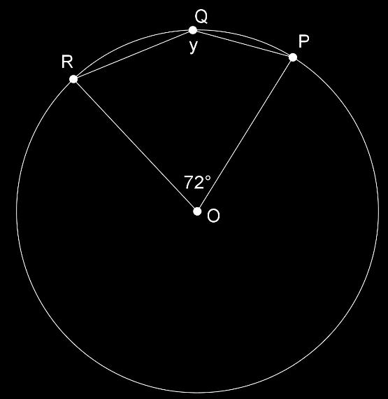 keliling yang menghadap busur yang sama PQR dapat ditentukan dengan konsep sudut pusat dan sudut keliling yang menghadap busur yang sama PQR = 1 2 POR 1 untuk justifikasi tepat, tetapi koreksi yang