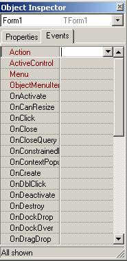 Object Inspector Merupakan jendela yang digunakan utnuk mengatur tampilan komponen pada form, misal bagaimana mengubah tulisan button pada command button menjadi Simpan, atau menghapus tulisan pada