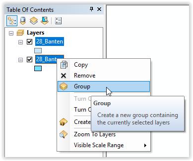 Untuk membatalkan Group, anda bisa lakukan klik kanan pada grup lalu pilih Ungroup. Maka layer akan kembali seperti semula 2.