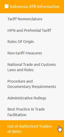 List of Authorized Traders of AMSs Langkah-langkah untuk menggunakan sub-menu [List of Authorized Traders of AMSs] sebagai berikut: 1.
