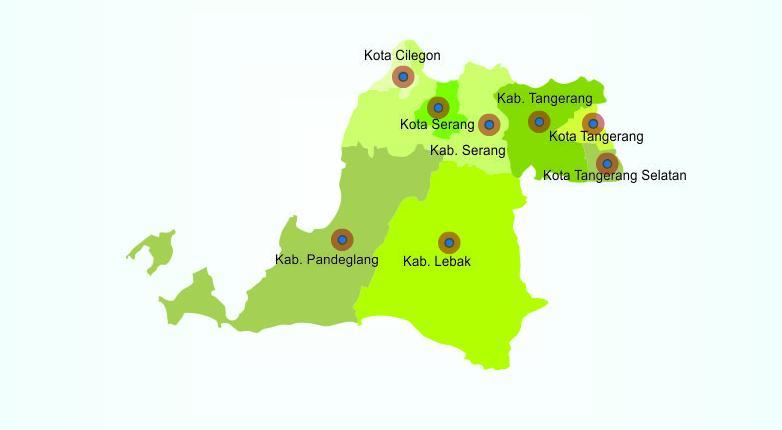 Pertumbuhan (%) 4 Gambar 1.1 Peta Provinsi Banten Secara geografis, Provinsi Banten terletak di ujung barat Pulau Jawa dengan luas wilayah 9,662.