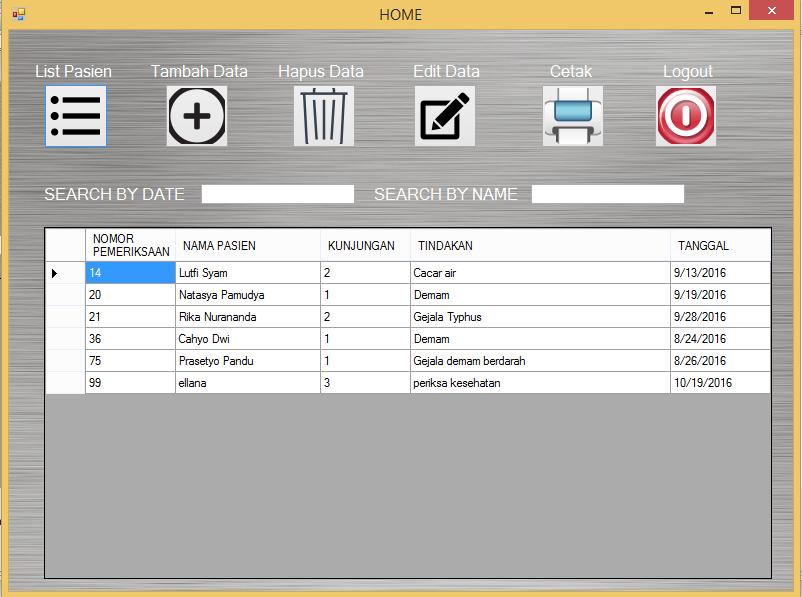 Menampilkan laporan rekam medis per pasien. button1 dan button2. Form login merupakan tampilan untuk masuk ke aplikasi.