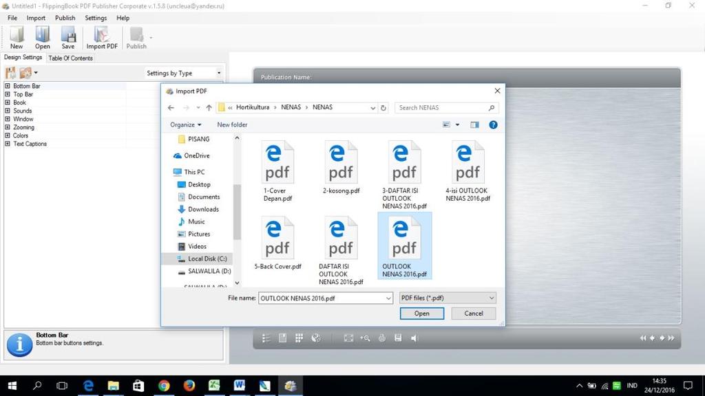 3. Klik Import PDF Pilih folder tempat penyimpanan file hasil konversi (format.