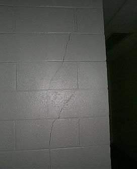 Settlement cracks that have developed in the masonry