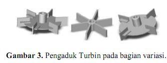 Turbin biasanya efektif untuk fluida berviskositas sedang yaitu 2000 sampai 50.000 cp. Arus yang ditimbulkan bersifat radial dan tangensial.