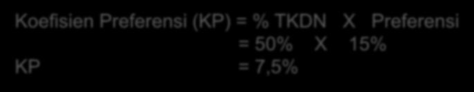 Preferensi (KP) = % TKDN X Preferensi = 50% X 15% KP