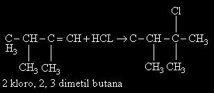 44. Jika senyawa direaksikan dengan HCL maka akan dihasilkan. A. 2,3 - dimetil - 2 klorobutana B. 2-kloro-2,3 dimetilbutana C. 2,3 - dimetil -1- Monobutana D. 2,3 - dimetil - 2 Monobutena E.