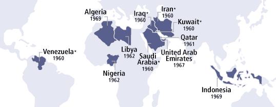 Organisation of Petrol Exporting Countries (OPEC) Organisasi ini didirikan pada tahun 1960 oleh negara-negara pengekspor minyak untuk mengatur pemasaran minyak bumi dengan cara menetapkan harga yang
