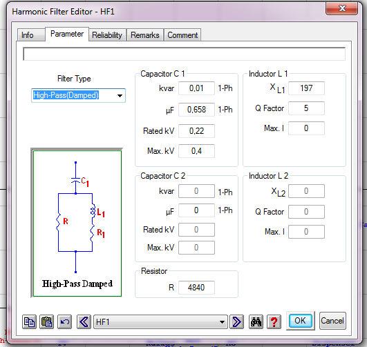 43 Gambar 4.3 Parameter Spesifikasi Filter pada ETAP untuk beban LHE Untuk menentukan rating kerja dari filter, dilakukan beberapa tahapan langkah perhitungan sebagai berikut : a.