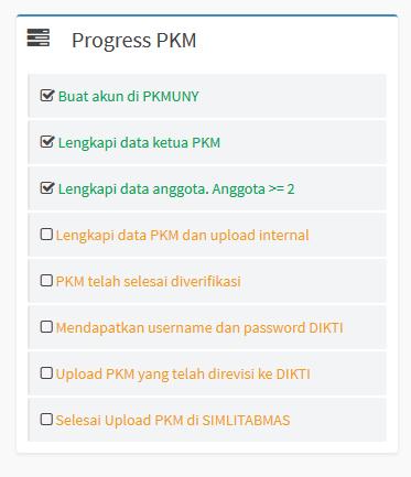 Progress Usulan Pengajuan PKM Fitur ini berfungsi untuk memantau Anda, sudah sejauh manakah Anda melangkah di dalam