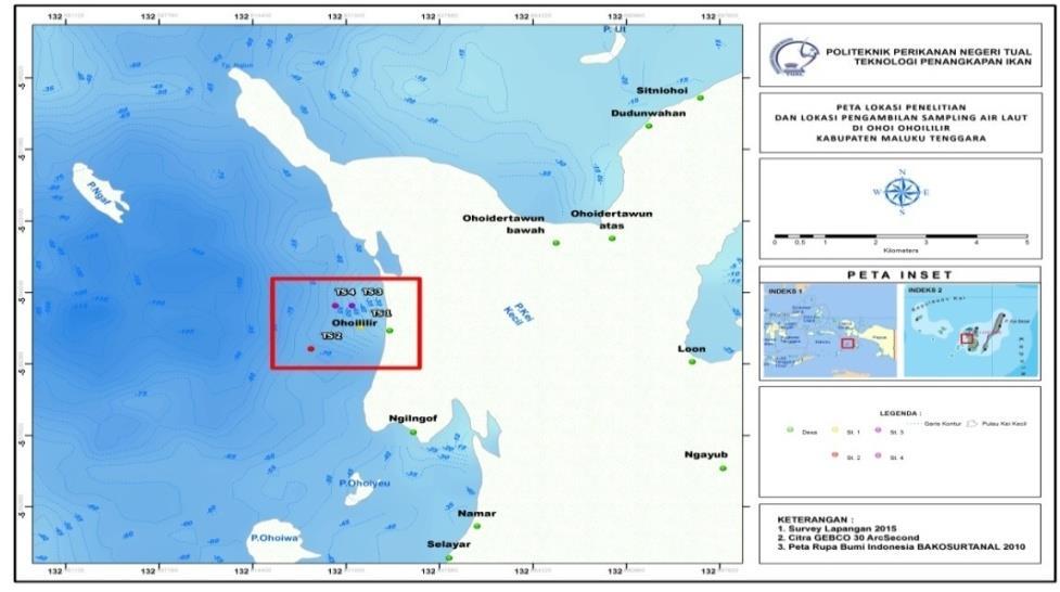 Gambar 1. Peta Lokasi penelitian di Perairan Desa Ohoililir.