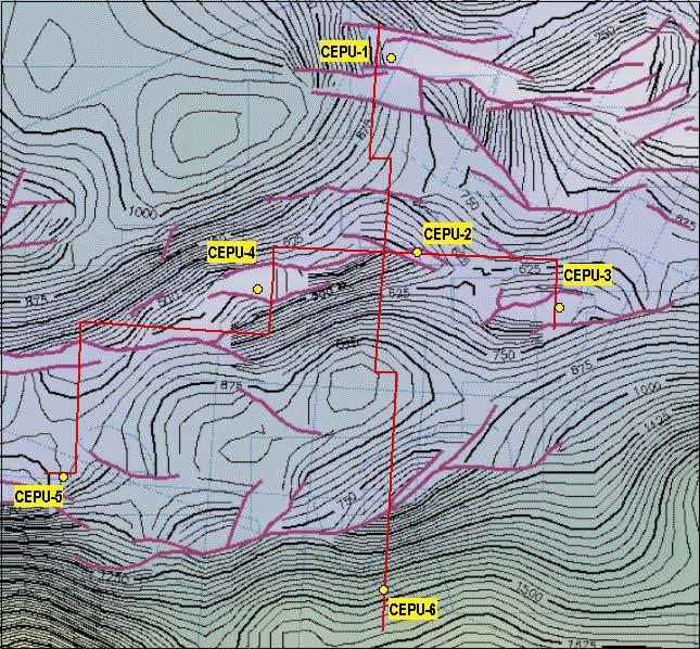 Gambar 3. 8 Pola-pola sesar di daerah penelitian, dengan dilewati lintasan penampang seismik (Pertamina, 2007) 3.
