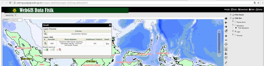 Petunjuk Penggunaan Aplikasi Data Fisik Tampilan Output Web GIS Data Fisik Buka di web browser dari halaman web