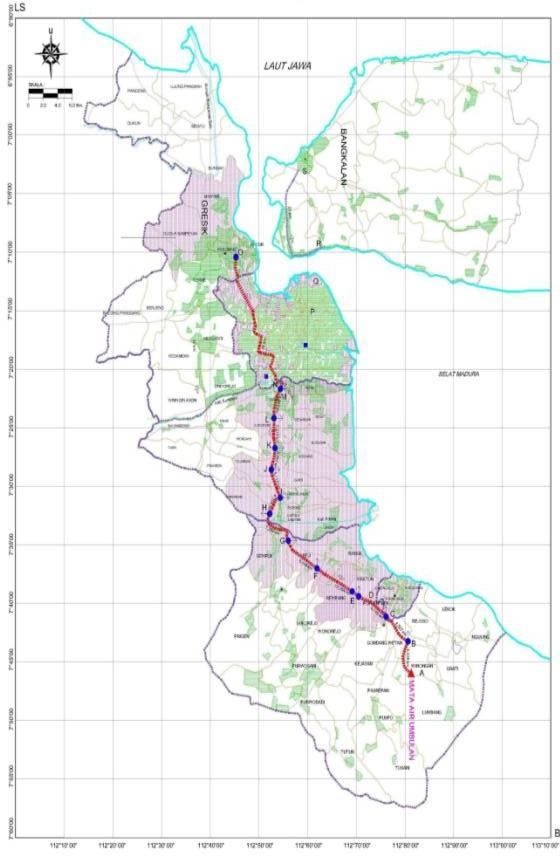 Peta Rencana Jalur Perpipaan Kab. Gresik 1.000 l/dt (2016) Kota Surabaya 1.000 l/dt (2016) Kab. Sidoarjo 1.