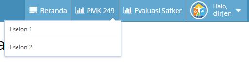 Untuk melihat PMK 249 pada Eselon I caranya adalah: 1. Klik Menu PMK 249 2. Jika pilihan sudah muncul, klik Eselon I. 3.