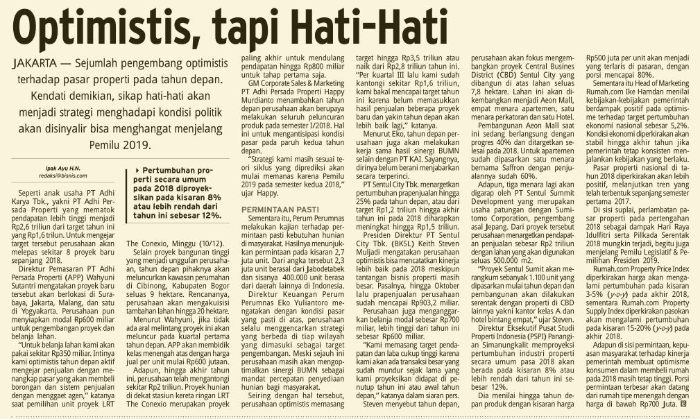 Judul Optimis, tapi Hati - Hati Tanggal Media Bisnis Indonesia (Halaman, 27) Resume