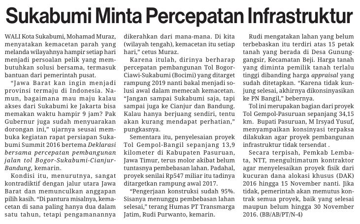 Judul Sukabumi Minta Percepatan Infrastruktur Tanggal Sabtu,8 Media Media Indonesia (Halaman,