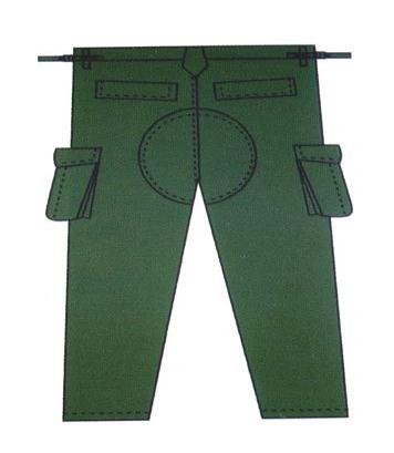 Tali ikat pinggang 5 buah. f. Tali kopel riem pada bagian depan 2 buah dan belakang 1 buah masing-masing menggunakan 1 buah kancing. g.