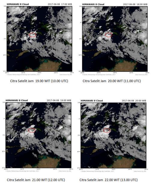 5. Citra Satelit Awan Tutupan awan-awan konvektif yang menghasilkan hujan dengan intensitas tinggi terpantau di atas wilayah pulau Ambon.