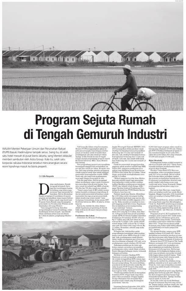 Judul Program sejuta rumah di tengah Gemuruh Industri Tanggal Media Investor Daily (Halaman, 14) Resume Wajah Menter PUPR Basuki