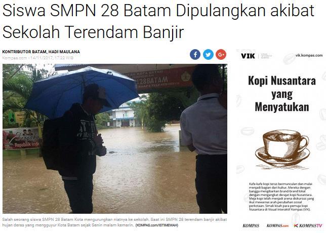 November 2017 DAMPAK Banjir di SMP 28 Batam dan