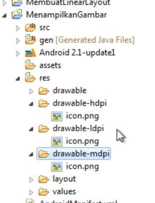 Gambar 3. 8 Siapkan gambar icon.png berukuran 70px x 72 px (gambar 3.7), kemudian paste icon.png ini ke dalam folder res/drawable-lpi. Run aplikasi, sampai disini icon sudah ganti.